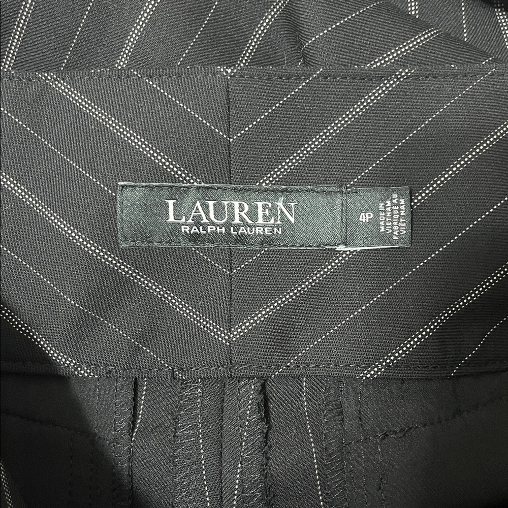 Lauren Ralph Lauren Pinstripe Wool Crepe Wide Leg Pant Sz 4P - Picture 9 of 11